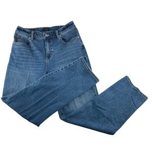 Talbots Womens 8 High Waist Relaxed Jean Palisade Wash Blue Straight Leg‎ KH5741